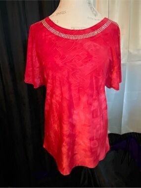 NWOT Rhinestone Trim Top - perfect. All stones in place! Measurements in photos